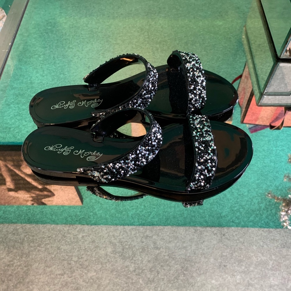 ✨ black naughty monkey rhinestone jelly sandals. - Picture 4 of 6